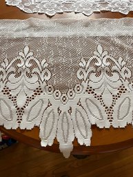 White Lace Valance And Table Runner
