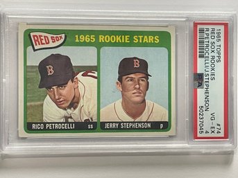 1965 Topps Red Sox Rookies Stars Rico Petrocelli / Jerry Stephenson Card #74     PSA 4