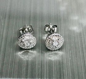 Pair Of Diamond Earrings In Sterling Silver