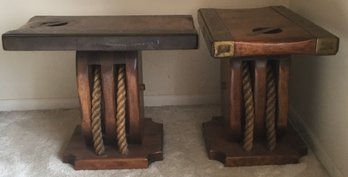 PR. Hatch Cover End Tables, Liberty Ship WWII, Nautical Look.