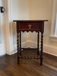 Single Drawer Barley Twist Scalloped End Table