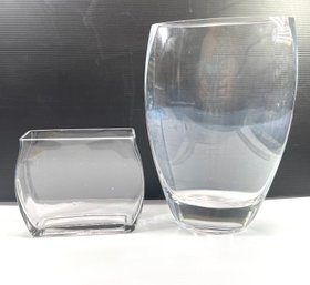 Crystal Teardrop Vase And Taper Rectangle Glass