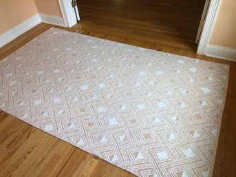 Peach /Grey Geometric Cotton Area Rug - 58 X 99