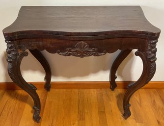 Antique Carved Mahogany NY Style Console Table, Game Table