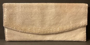 Vintage Beaded, Sequin White Evening Clutch.