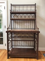 Incredible Piece! Travertine And Iron Bakers Rack - Very Heavy!