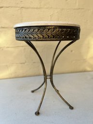 Antique Marble And Brass Accent Table