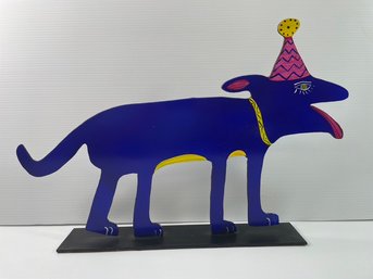 Claudine Buell Contemporary Post Modern Art Sheet Metal Sculptures Party Dog Figure