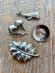 Lot Of 4 Vintage Sterling Silver Brooches