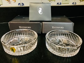 Pair Of WATERFORD CRYSTAL Seahorse Coasters