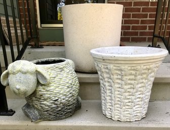 Trio Of White Planter Pots