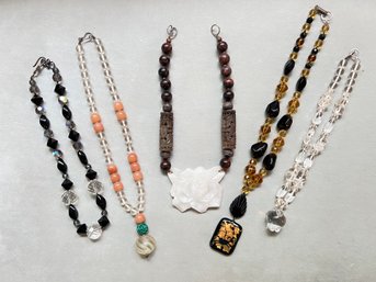 Blk Crystal, Peach And Green Jade, Amber And Foil , Crystal