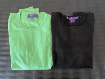 Lot Of Two Cashmere And Silk Ralph Lauren Purple Label Sweaters