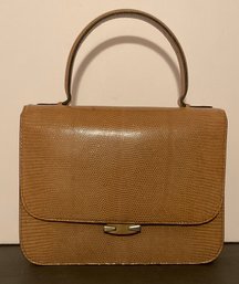 Lederer De Paris Vintage Pebbled Tan Lizard Petite Handbag.