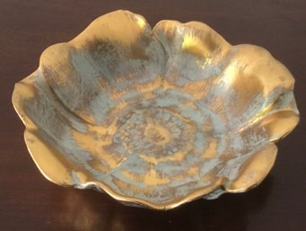 Vintage Stangl Scalloped Gold Leaf Bowl #3410-7