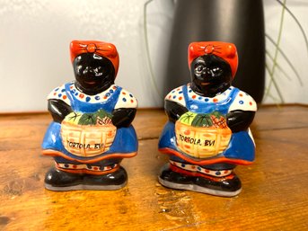 Pair Of Mammy S&P Shakers- Ceramic- Black Americana