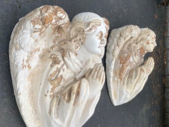 Very Special & Very LARGE 19TH C Antique English Plaster Angels