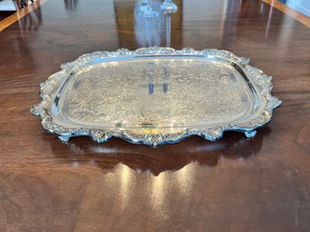 Square Silver Plate Platter- Highly Detailed With Claw Feet