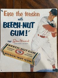 Vintage Metal Advertising Sign.  Stan Musial Beech-nut Gum Sign.    Sign Is 12-1/2' X 13-1/2'