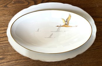 Selb Bavaria Vintage Geese  Soup Bowl  And Czechoslovakian  Platter