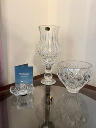 Marquis For Waterford, Block Crystal Hurricane Lamp, And Bowl