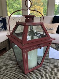 Large Red Lantern With Pillar Candle