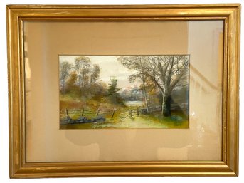 Vintage Watercolor Painting Of A Landscape, Signed Kimball. (B-17)
