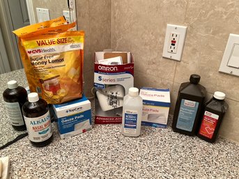 Blood Pressure Cuff, Misc Medicine Cabinet Items