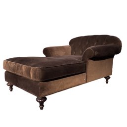 An ABC Carpet And Home Brown Velvet One And A Half Chaise - Tufted Back With Bun Feet