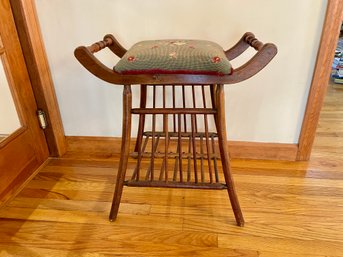 Antique Double Handled Bench With Spindle Details