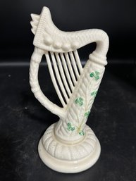 Beautiful 8.5 Belleek Shamrock Harp Figurine