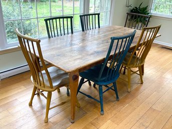 Vintage Wooden Windsor Dining Chairs, Set Of 8