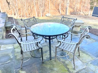 Cast Classics (4) Monte Cristo Metal Bistro Chairs(!) And Misc. Outdoor Glass Top Table