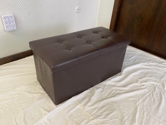 Faux Leather Storage Ottoman With Blankets