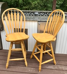 Pair Of Wooden Bar Stools