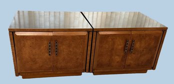 Heritage Furniture  Burlwood And Black Lacquered Two Door Cabinet