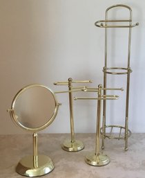 Gold, Brass Tone 4 Piece Bathroom Accessory Lot