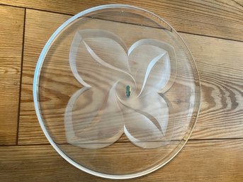 J G Durand, By Crystal D'Arques, 1980's Vintage Crystal Flower Platter,