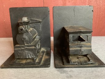 Cast Iron Train Bookends