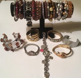 Bracelets, Bead Bangles, Watches & Stones, Lot Of 24