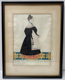 Vintage Print Esther Tuttle At The Age Of 20, May 1835 - Folk Art By Joseph Davis 1836 - NY Historical Society