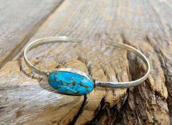 Sterling Silver Blue Copper Turquoise Cuff Bracelet