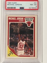 1989 Fleer Michael Jordan Scoring Average Leader Card #21      PSA 8