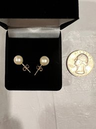 14 Kt Gold With Cultured Pearl Earrings