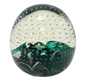 Vintage Monte Dunlavy Art Glass Bubble Paperweight