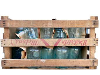 Vintage California Melon Crate With Over 20 Vintage Glass Canning Jars (2 Of 3)