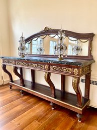 E. Poteau Paris / French Marble Top Estate Mirrored Sideboard Buffet