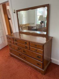 Vintage Ethan Allen Dresser With Attached Mirror