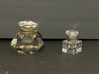 Two Glass Inkwells