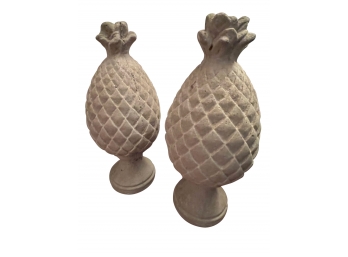 Pair Of Large Heavy Cement Pineapples